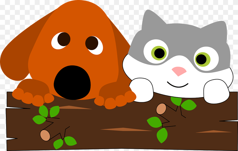 Vector Stock A And Behind Tree Trunk Medium Image Cartoon Cat And Dog, Plush, Toy, Animal, Fish Png