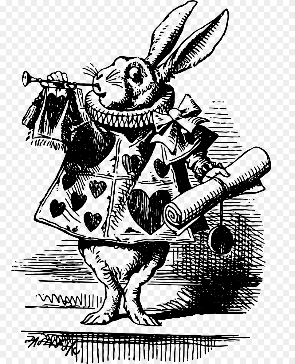 Vector Stock Alice Drawing Mad Hatter Alice In Wonderland Lewis Carroll Rabbit, Gray Free Png Download