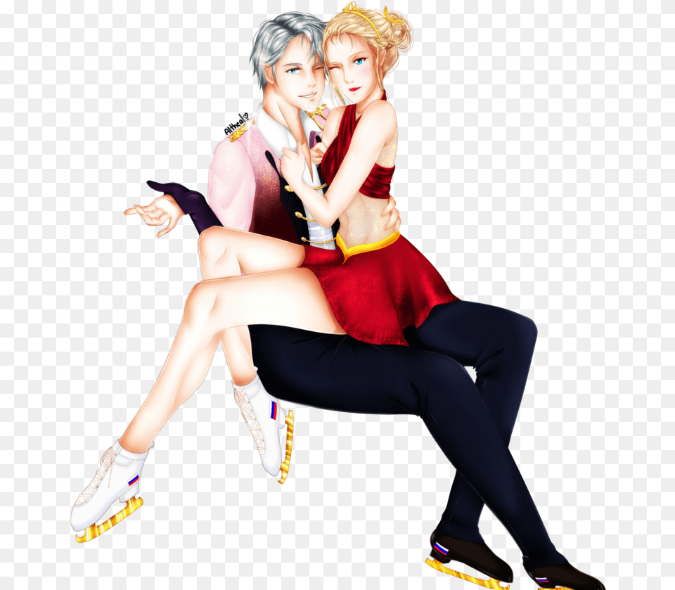 Vector Stock Lgbt Drawing Yuri On Ice Victor Nikiforov X Oc, Adult, Person, Leisure Activities, Woman Free Transparent Png