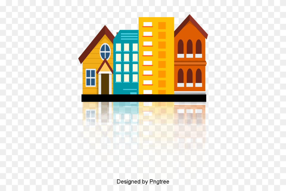 Vector Style Building Design Of Cartoon City Cartoon Vector, Architecture, Condo, Neighborhood, Housing Free Png