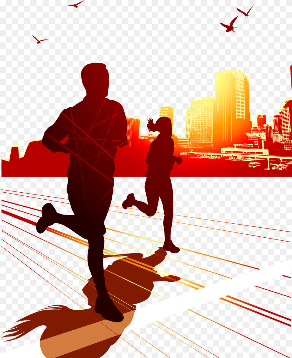 Vector Sun Run Download Running Sports Vector, City, Adult, Male, Man Free Png