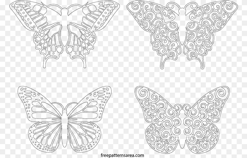 Vector Swirl Clipart Butterfly Laser Cutting Design Butterfly, Gray Free Png Download