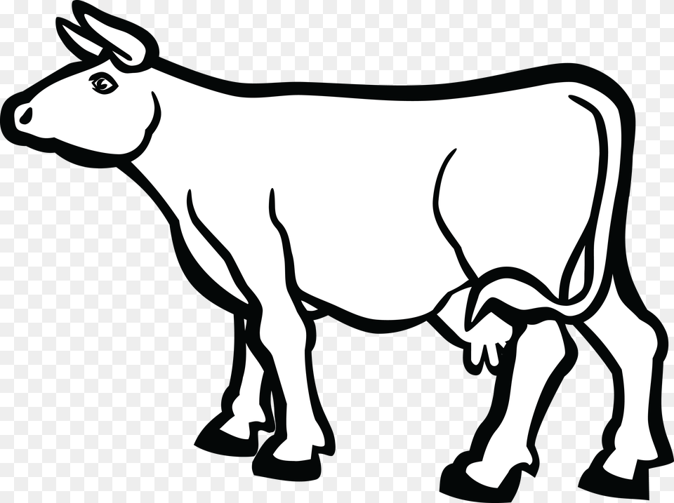 Vector Transparent Stock Cow Clipart Black And Cartoon Black And White Cow, Animal, Cattle, Livestock, Mammal Free Png