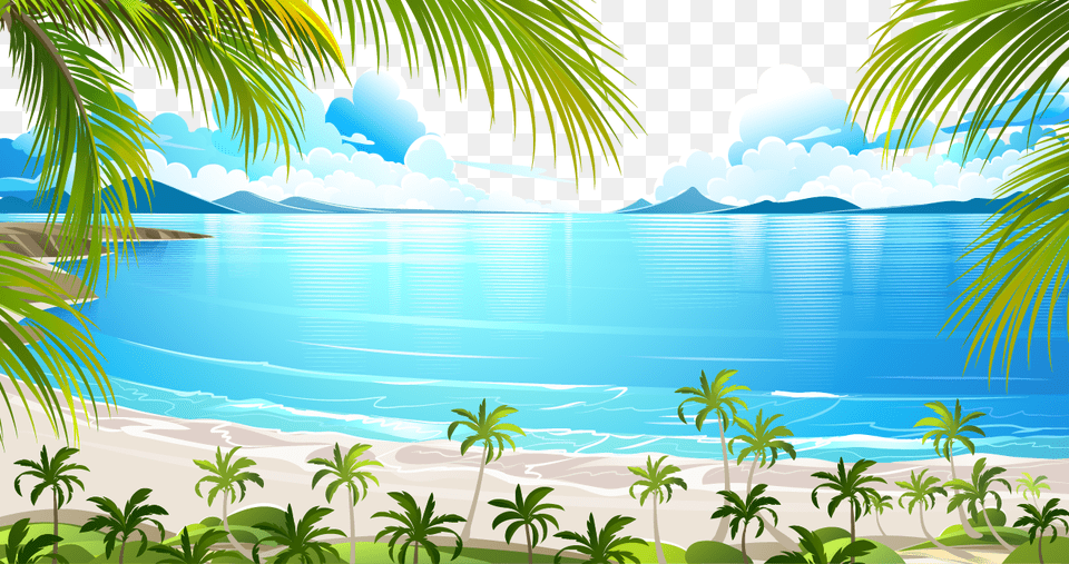 Vector Tropical Island, Nature, Outdoors, Scenery, Summer Png