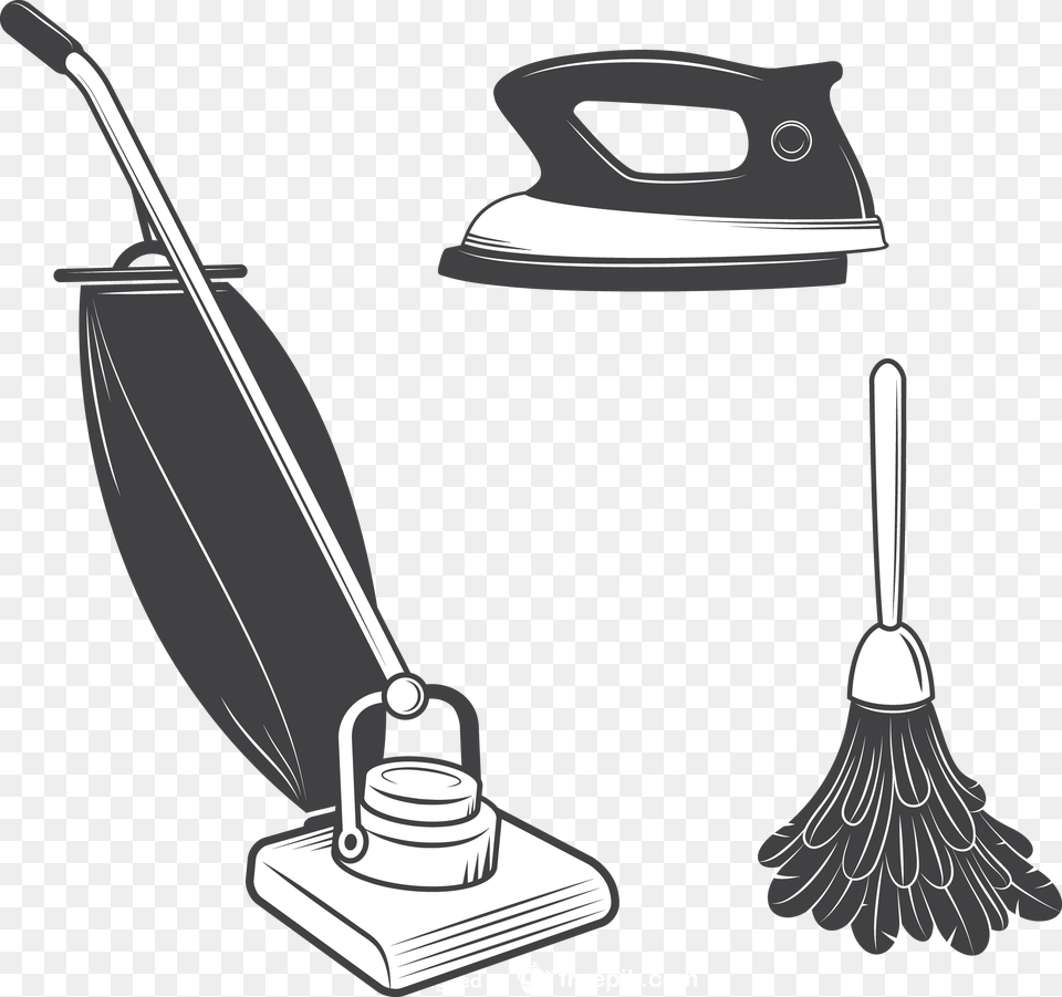 Vector Vacuum Mop Bucket Broom And Vacuum Vector, Device, Appliance, Electrical Device, Smoke Pipe Png