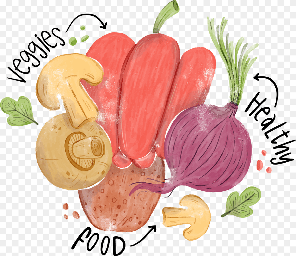 Vector Vegetables Watercolor Food, Sweets, Candy, Cream, Dessert Png Image
