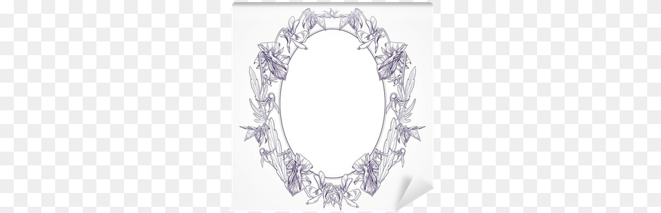 Vector Vintage Oval Frame Made Of Pansies Wall Mural Stock Illustration, Art, Wreath Free Png