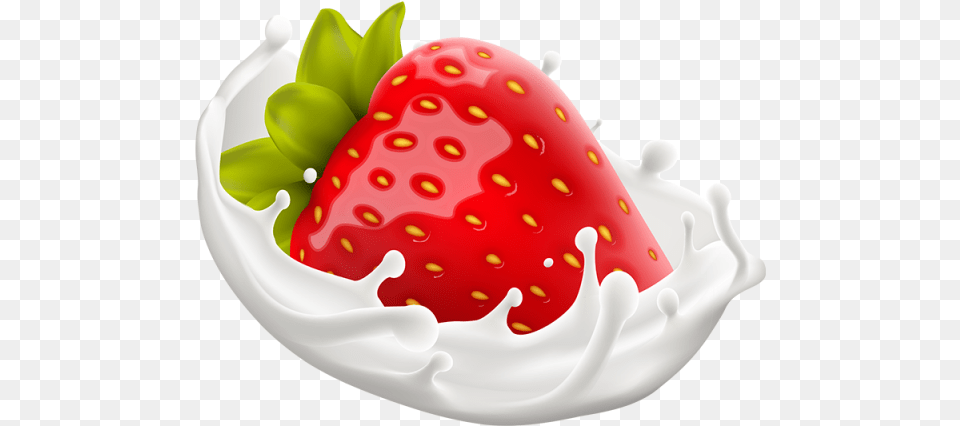 Vector With Splash Milk Amp Strawberry, Berry, Produce, Plant, Fruit Free Png