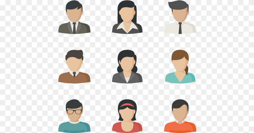 Vector Women Side Profile Avatar Icons Set, Adult, Person, Man, Male Free Png Download