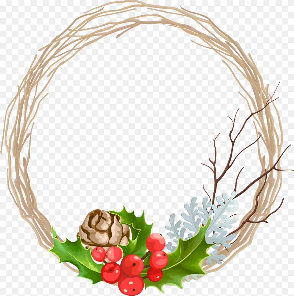 Vector Wreath Christmas Decoration Transprent Wreath Vector Hd, Leaf, Plant, Flower, Flower Arrangement Png