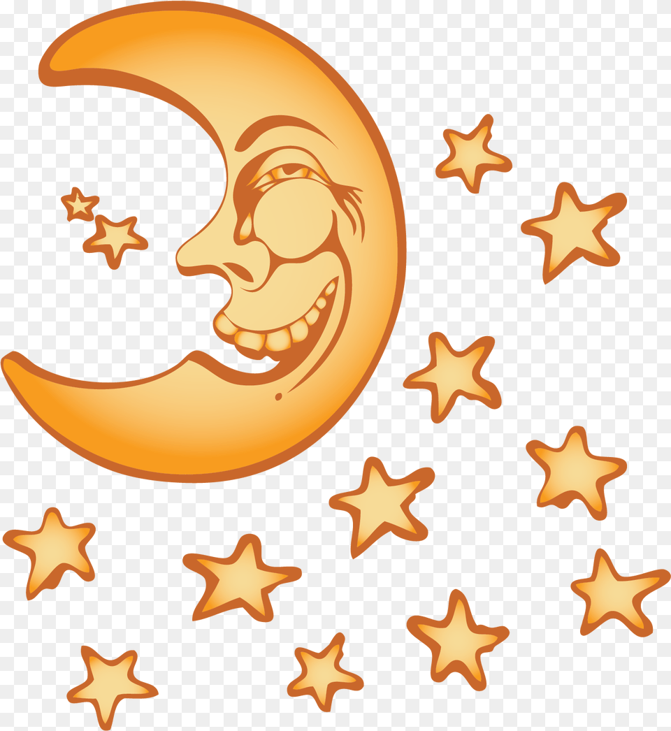 Vector Yellow Stars Moon Night Sky Download Night Sky, Nature, Outdoors, Star Symbol, Symbol Png Image