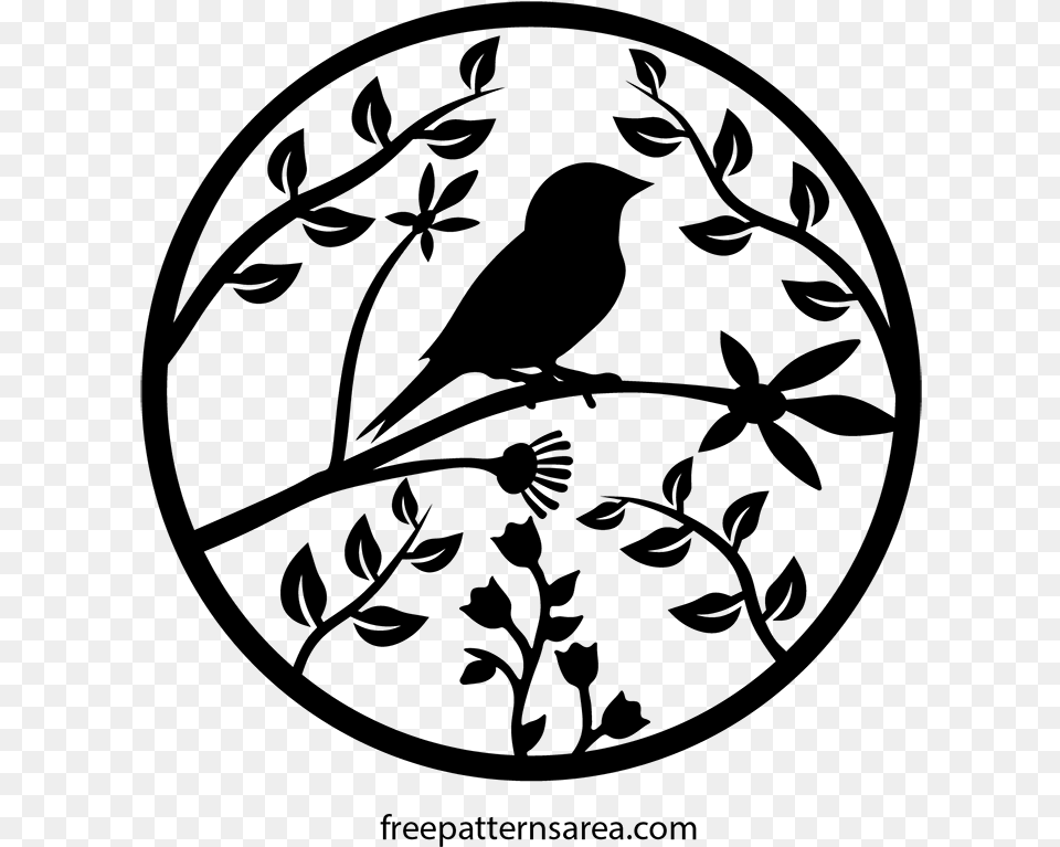 Vectorial Drawing Artistic Birds On Tree Pattern, Gray Free Transparent Png