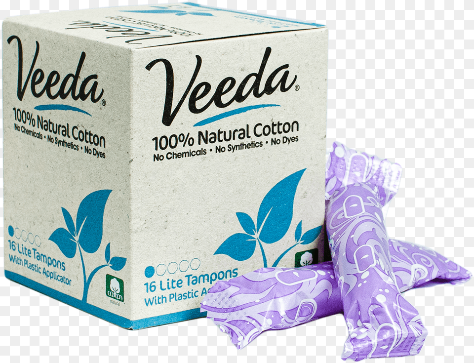 Veeda Natural Lite Plastic Applicator Tampon Box With Veeda Tampons, Cardboard, Carton, Food, Sweets Free Png Download