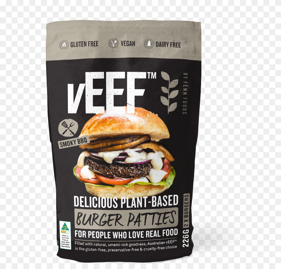 Veef Australian Plant Based Burger Patties Cheeseburger, Advertisement, Food, Poster Free Transparent Png