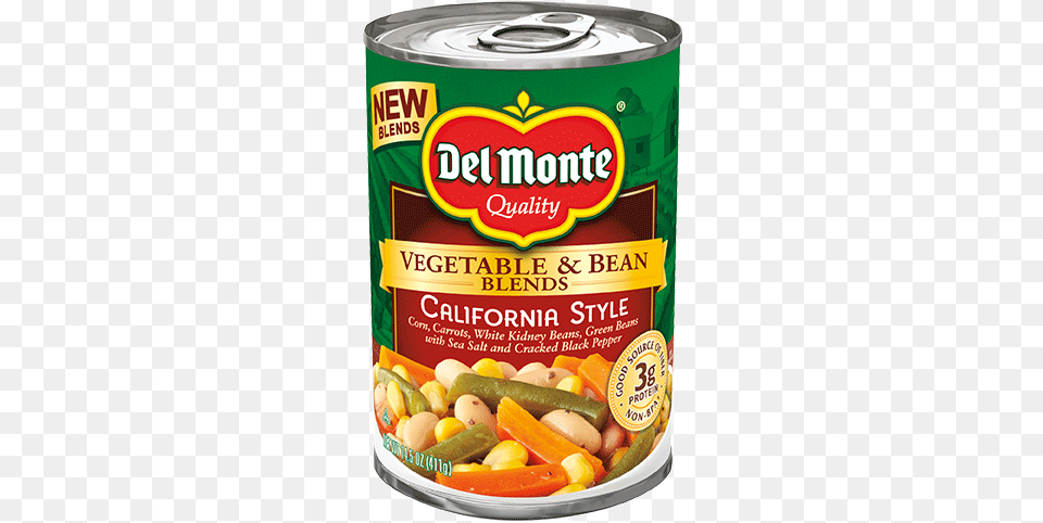 Veg Amp Bean Blends California Style Del Monte Vegetable And Bean Blends, Aluminium, Tin, Can, Canned Goods Free Png Download