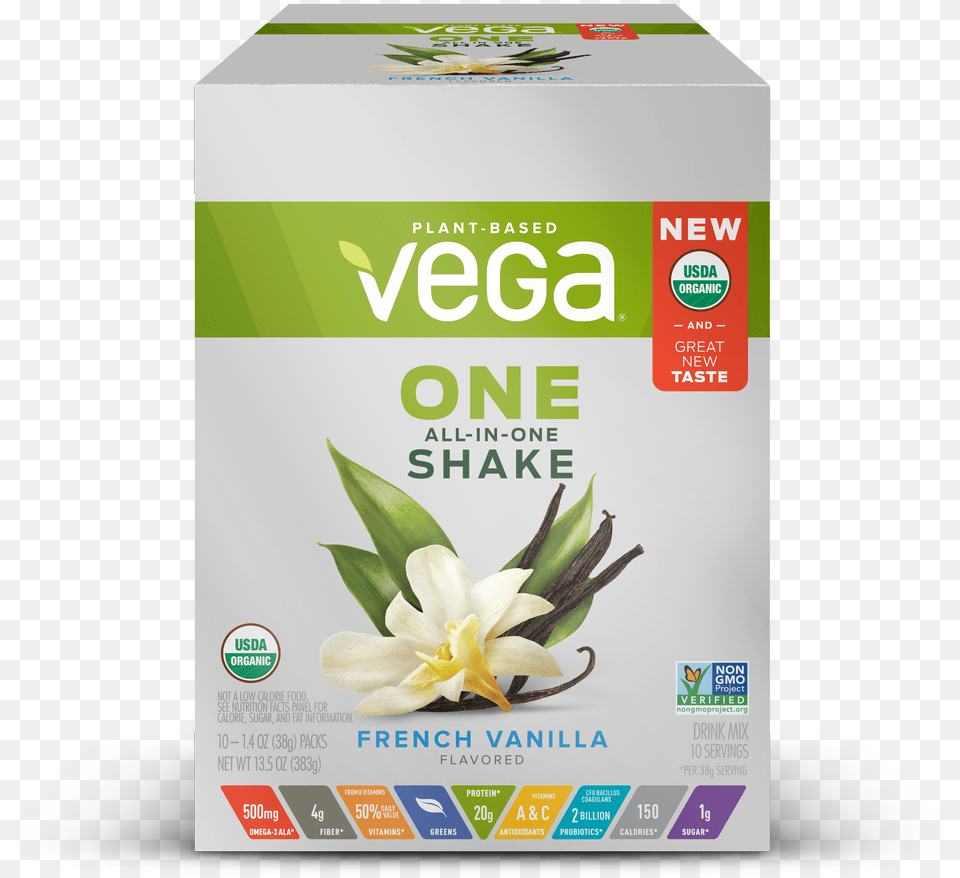 Vega One Organic All In One Shake French Vanilla Vega One, Herbal, Herbs, Plant, Flower Free Png