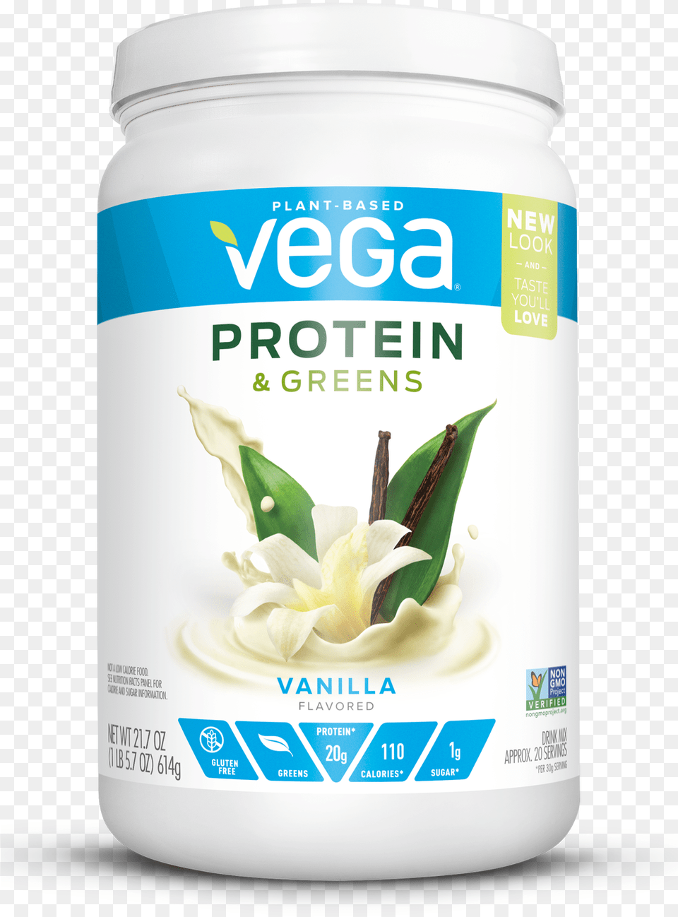 Vega Plant Protein Amp Greens Powder Vanilla 20g Protein, Dessert, Food, Yogurt, Herbal Free Png