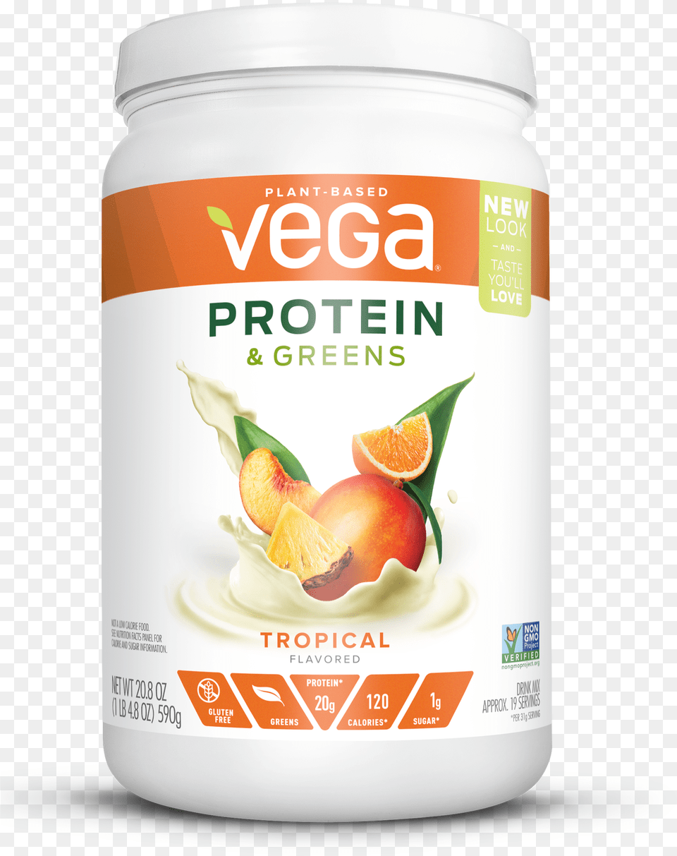 Vega Plant Protein Amp Greens Powder Vanilla 20g Protein Vega Protein And Greens, Yogurt, Dessert, Food, Fruit Png Image