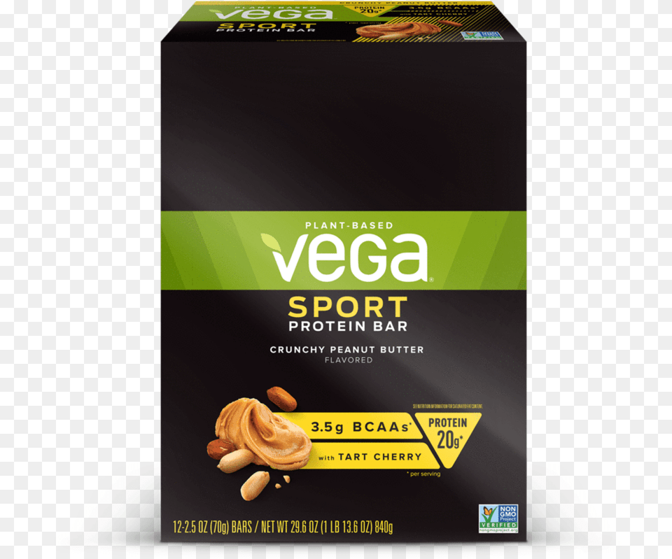 Vega Sport Protein Bar Crunchy Peanut Butter Box Of Vega Sport Plant Based Protein Bar, Advertisement, Poster, Food Free Png Download