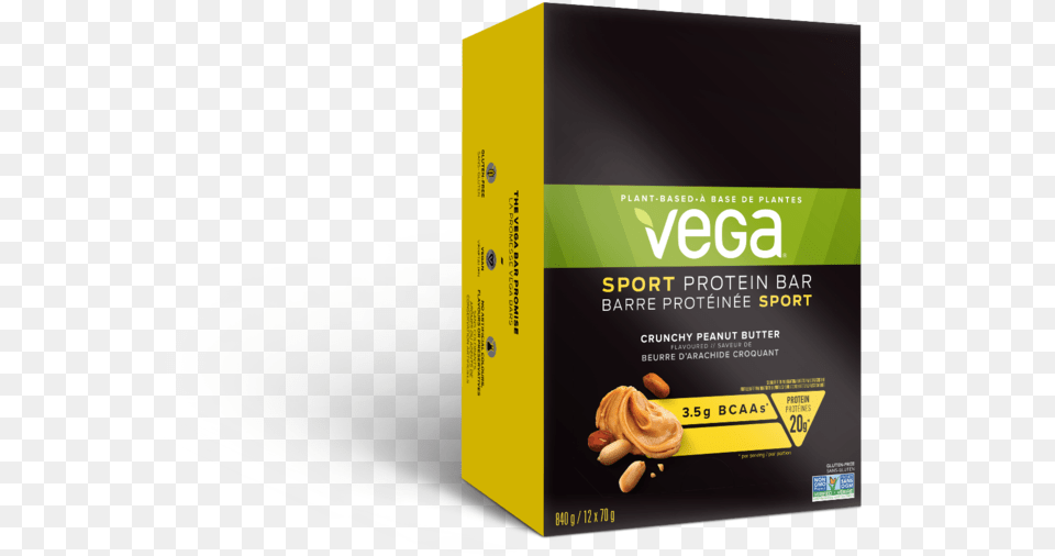 Vega Sport Protein Bar Crunchy Peanut Butter Vega One, Advertisement, Poster, Box Png