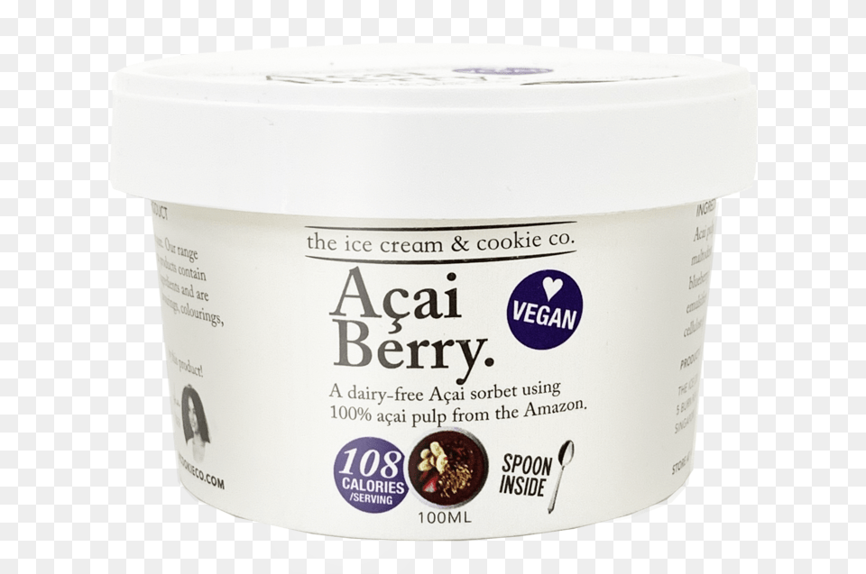 Vegan Acai Berry Sorbet Cup Cosmetics, Dessert, Food, Yogurt, Cream Free Transparent Png