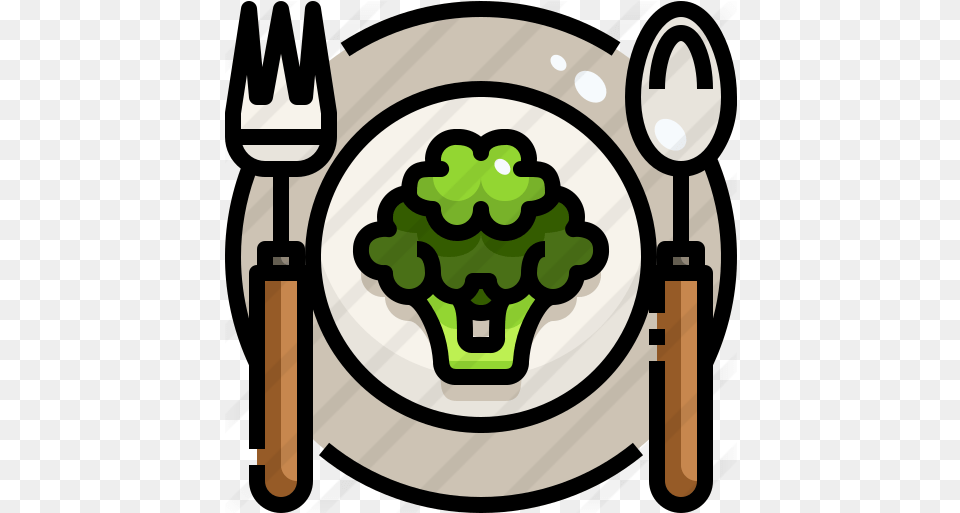 Vegan Food And Restaurant Icons Clip Art, Cutlery, Fork, Broccoli, Plant Free Png Download