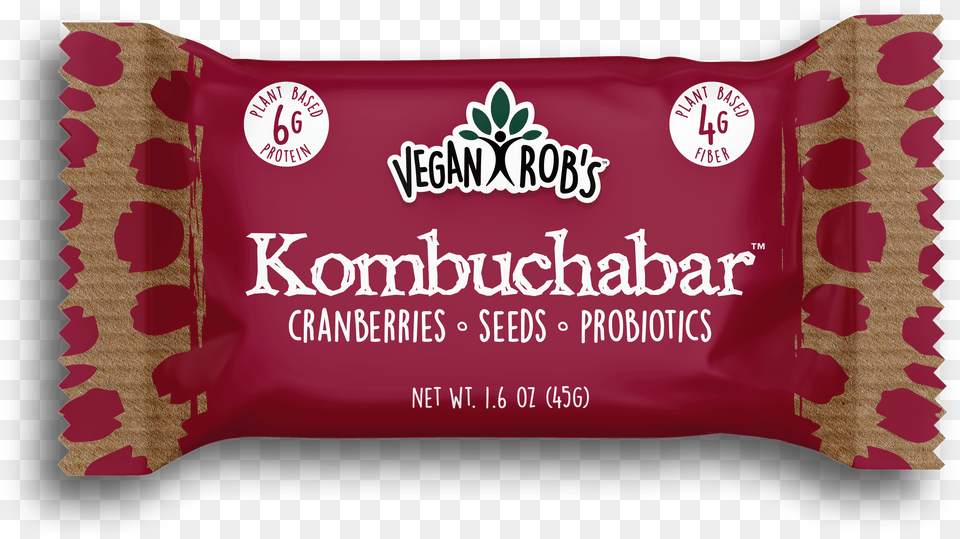 Vegan Kombucha Bar Cranberry 45g Front Vegan Rob39s Kombucha Bar, Food, Sweets, Ketchup, Candy Png Image