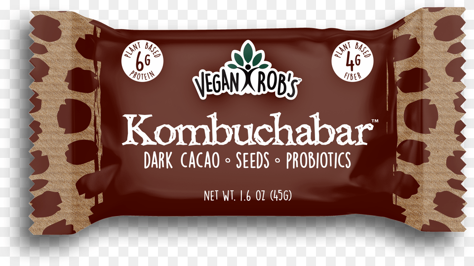 Vegan Kombucha Bar Dark Cacao 45g Front Vegan Rob39s Kombucha Bar, Food, Sweets, Candy Free Png