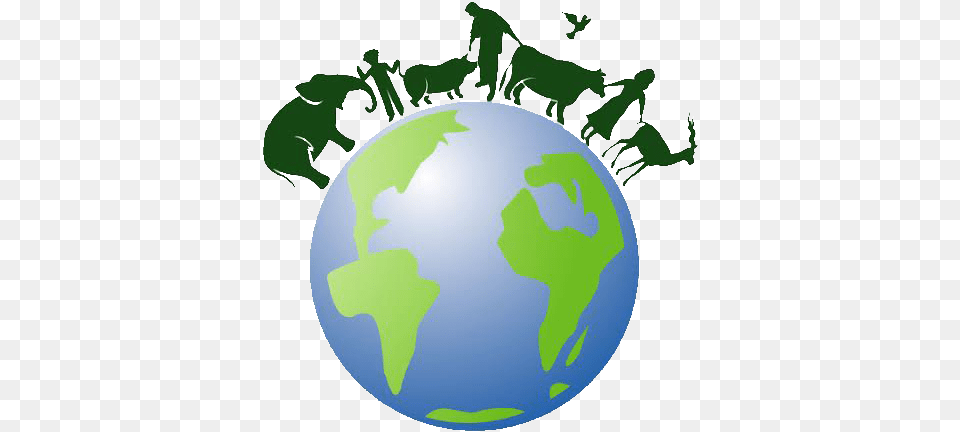 Vegan Peace People Walking On Earth Image People And Animals On Earth, Astronomy, Globe, Outer Space, Planet Free Png Download