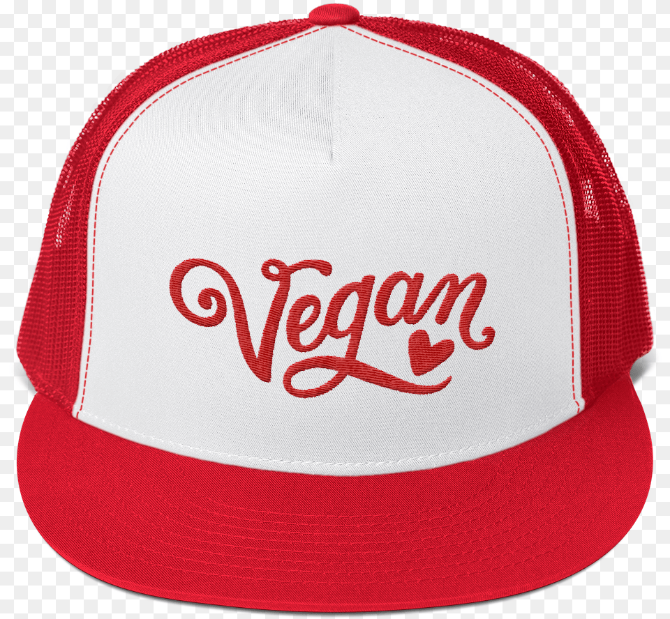 Vegan Trucker Hat Red And White Hat Mockup, Baseball Cap, Cap, Clothing Png