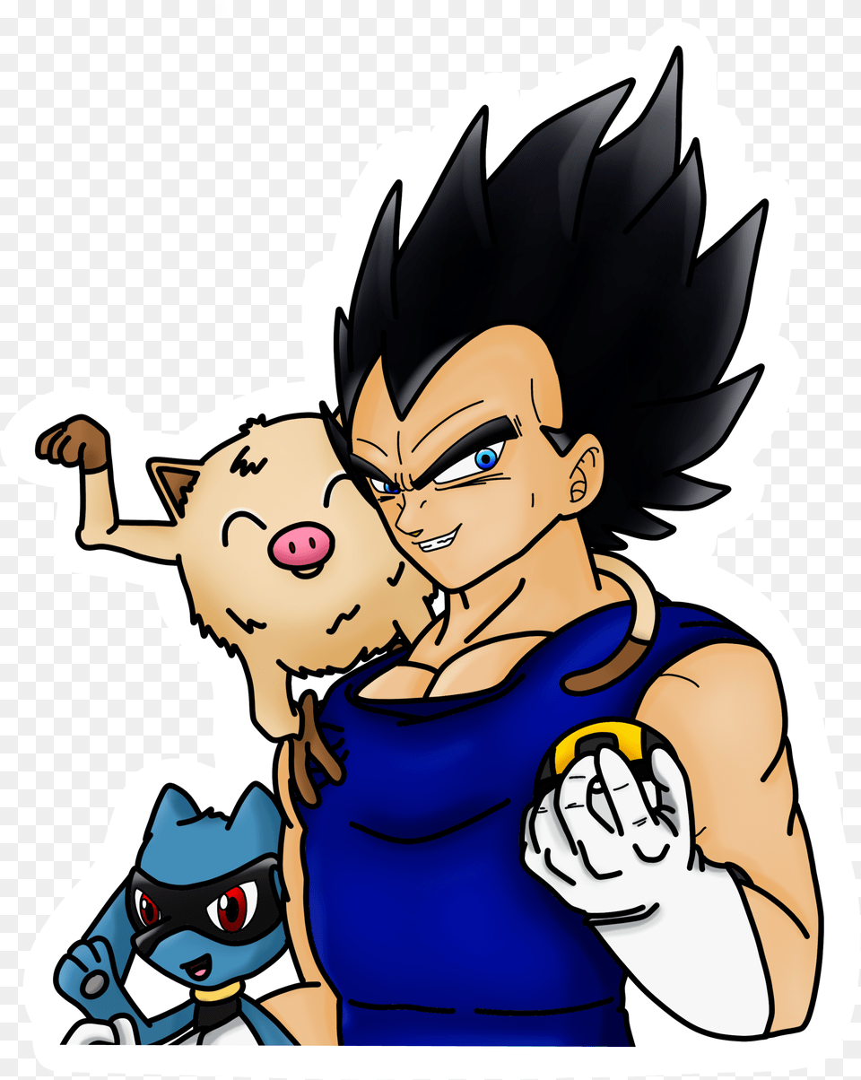 Vegeta Pokemon Trainer Sticker Clipart Download Vegeta Pokemon, Book, Comics, Publication, Baby Free Png