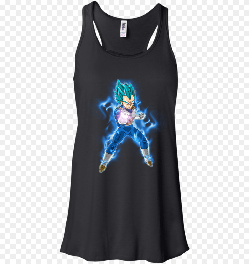 Vegeta Ssj Blue Bella Canvas Women39s B8800 Flowy Racerback Tank, Clothing, Tank Top, Person, Face Png