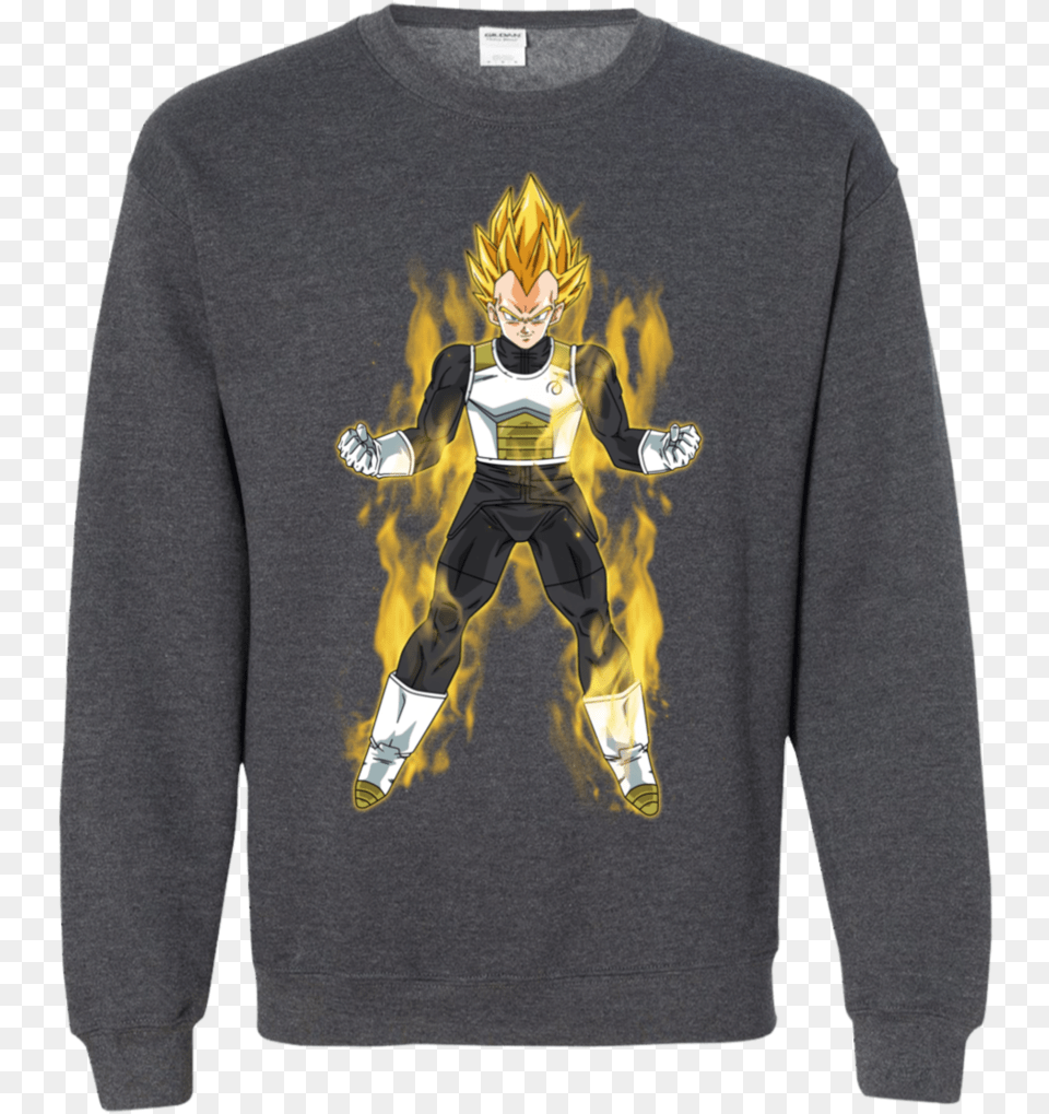 Vegeta Super Saiyan Aura Dragon Ball Ls Long Sleeve, Clothing, Sweatshirt, Sweater, Long Sleeve Free Png Download