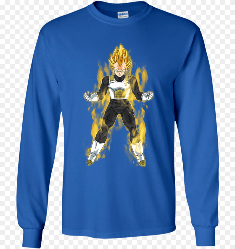 Vegeta Super Saiyan Aura Dragon Ball Youth Pc90y Port T Shirt, Clothing, Sleeve, Long Sleeve, Sweatshirt Png Image