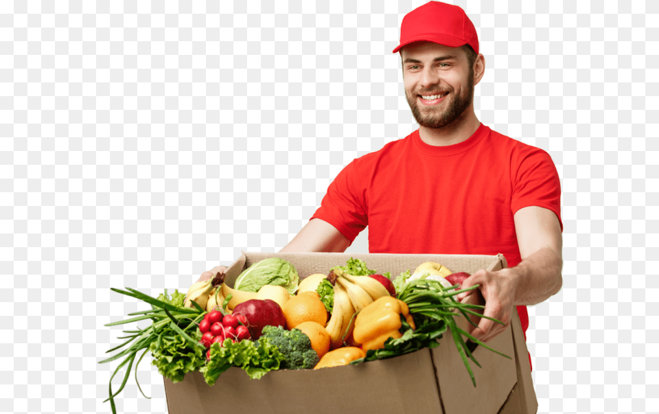 Vegetable Delivery Boy, Box, Adult, Person, Man Png