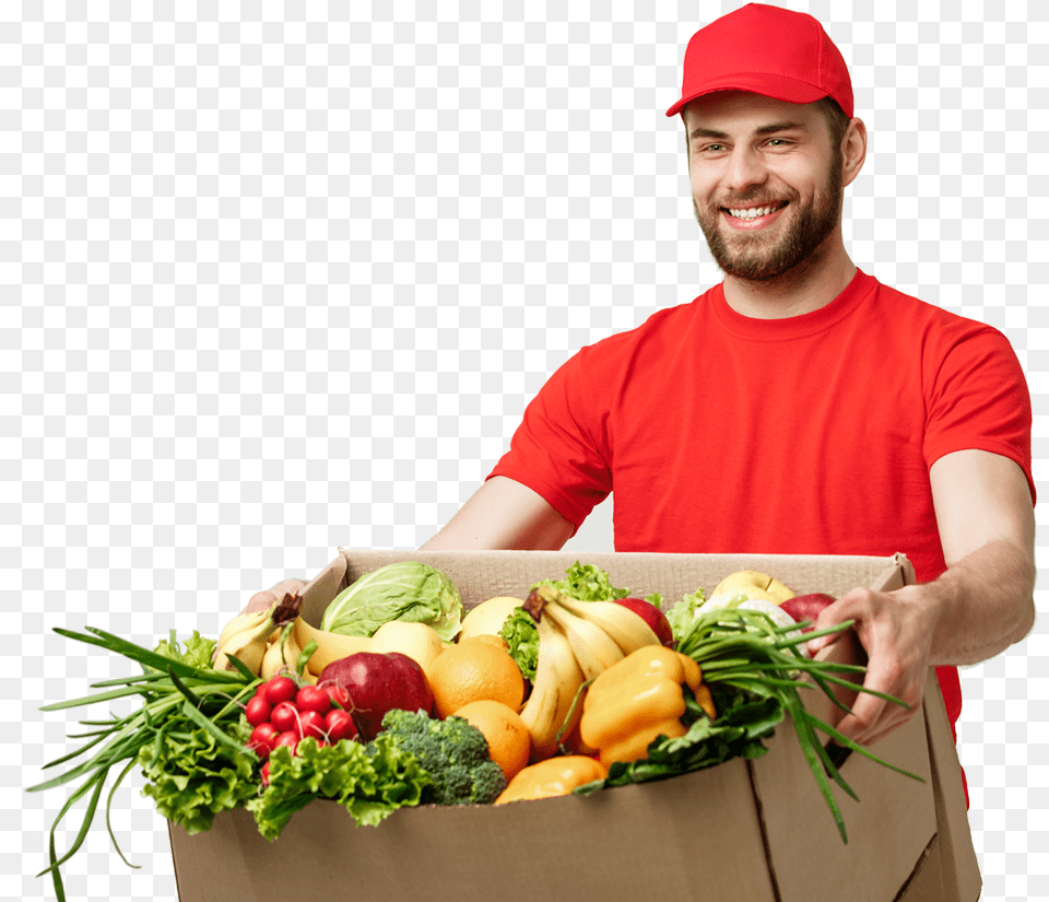 Vegetable Delivery Boy, Box, Adult, Man, Person Free Png Download