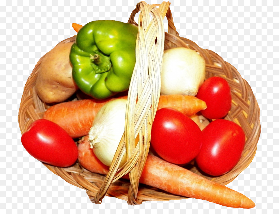 Vegetables In A Basket, Food, Produce, Bread, Bell Pepper Free Png
