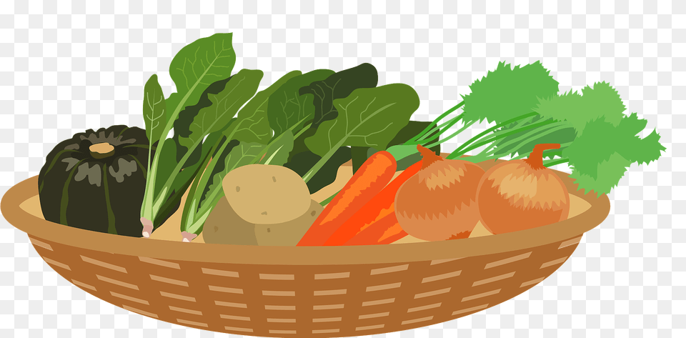 Vegetables In A Basket Clipart, Food, Produce, Carrot, Plant Free Png