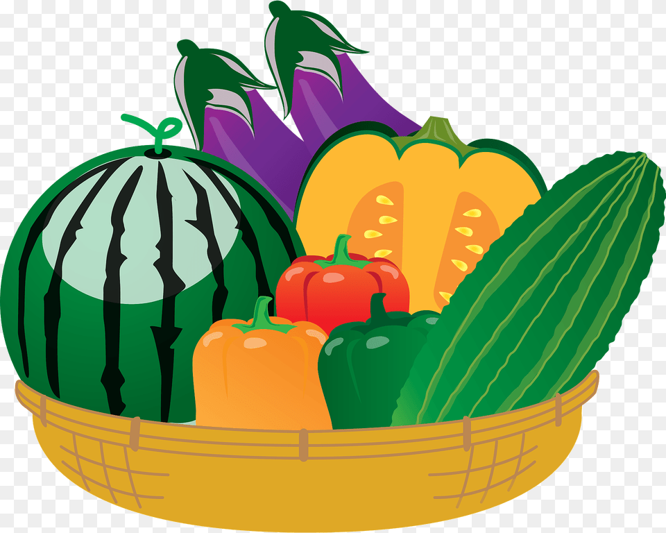 Vegetables In A Basket Clipart, Food, Produce, Fruit, Plant Png Image