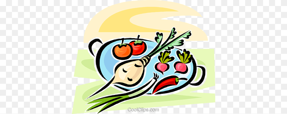 Vegetables On A Platter Royalty Vector Clip Art Illustration, Food, Meal, Dish, Lunch Png Image