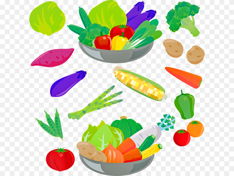 Vegetables Salad Broccoli Corn Potatoes Eggplant Vegetable, Food, Lunch, Meal, Produce Free Png Download