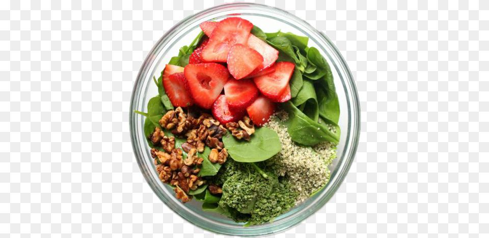 Vegetables Salad Strawberries Bowl Healthy Healthyhabit Spinach Salad, Berry, Food, Fruit, Strawberry Png Image