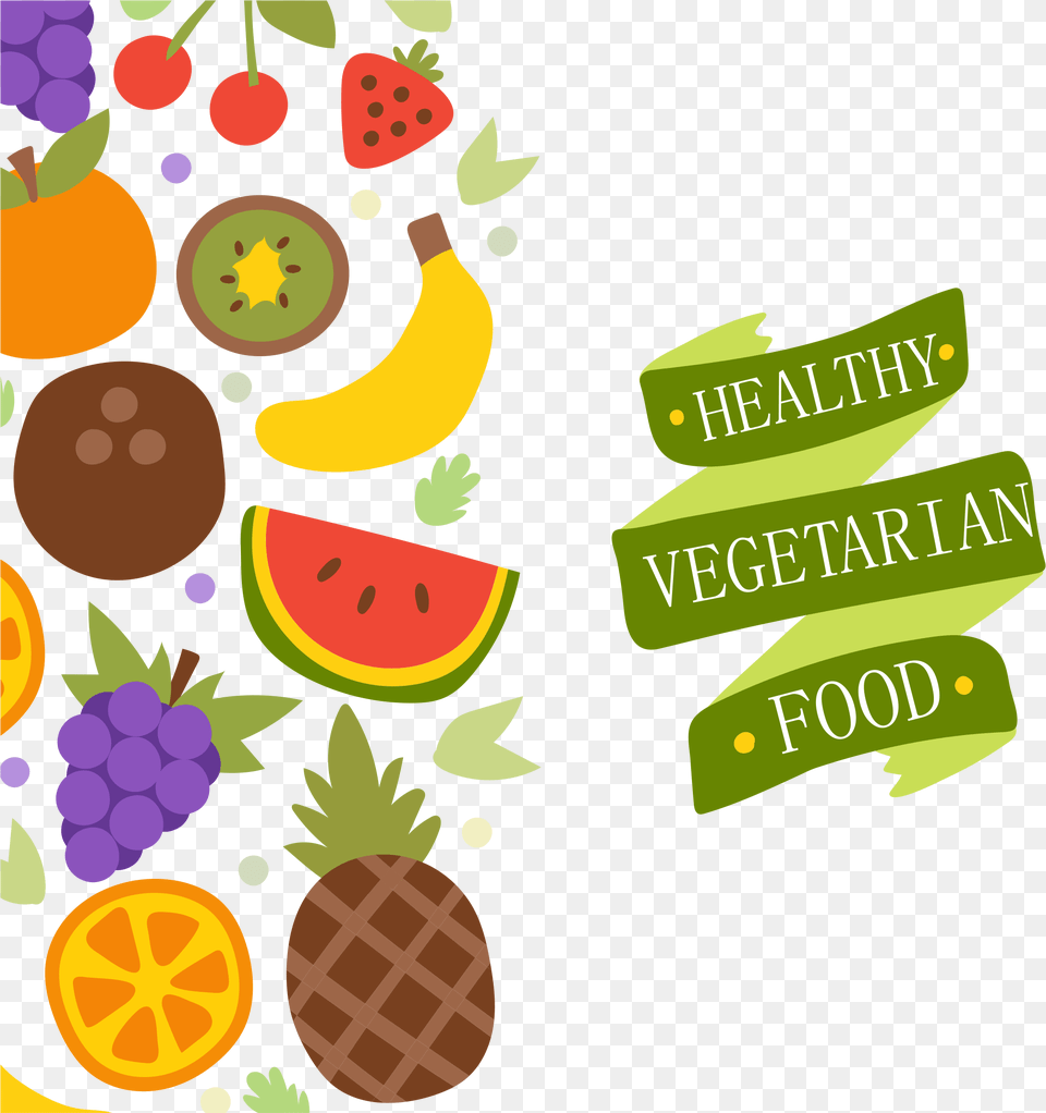 Vegetarian Cuisine Organic Food Health Food Fruit Healthy Food Vector, Produce, Plant, Banana, Pineapple Png