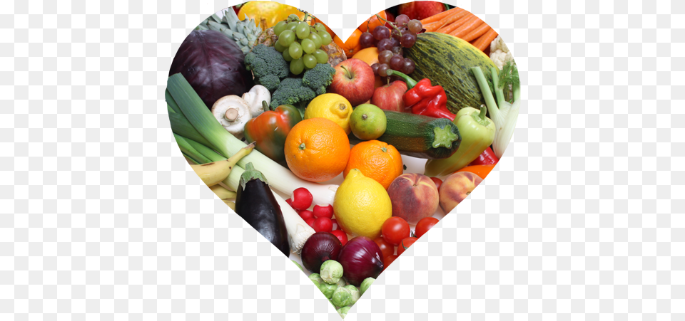 Veggie Fruits And Vegetables Heart, Citrus Fruit, Food, Fruit, Plant Png Image