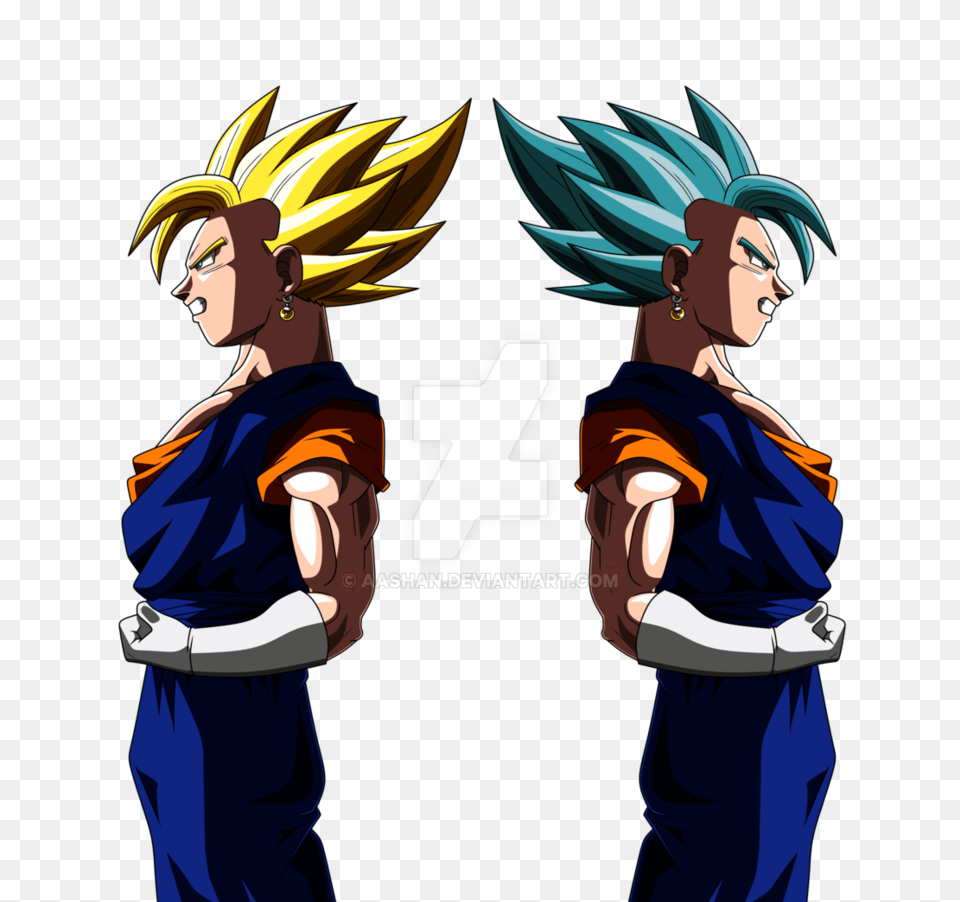 Vegito Powering Up Side View Colored, Book, Comics, Publication, Adult Png