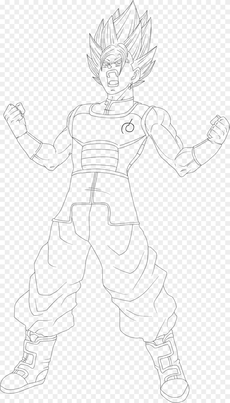 Vegito Ssgss Fukkatsu No F Power Up Lineart By Dragonballaffinity Line Art, Gray Free Png Download