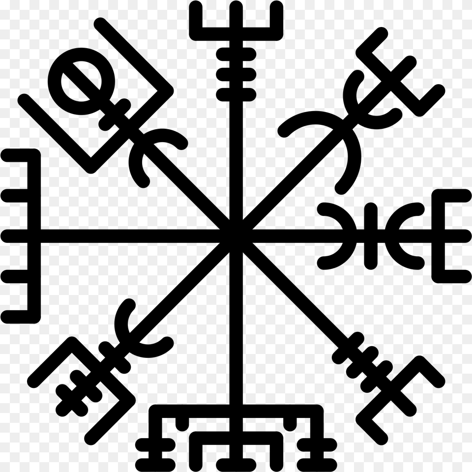 Vegvsir Ornament Viking Odin Runes Simbolos De Proteccion Vikingos, Gray Free Transparent Png