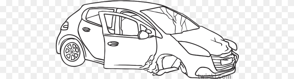 Vehicle Broken Car Accident Crash Crashed Emergancy Ks1 Line Art, Drawing, Transportation Png