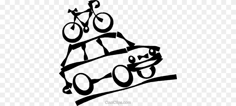Vehicle With A Bicycle On The Roof Royalty Vector Clip Art, Spoke, Machine, Wheel, Lawn Mower Free Png