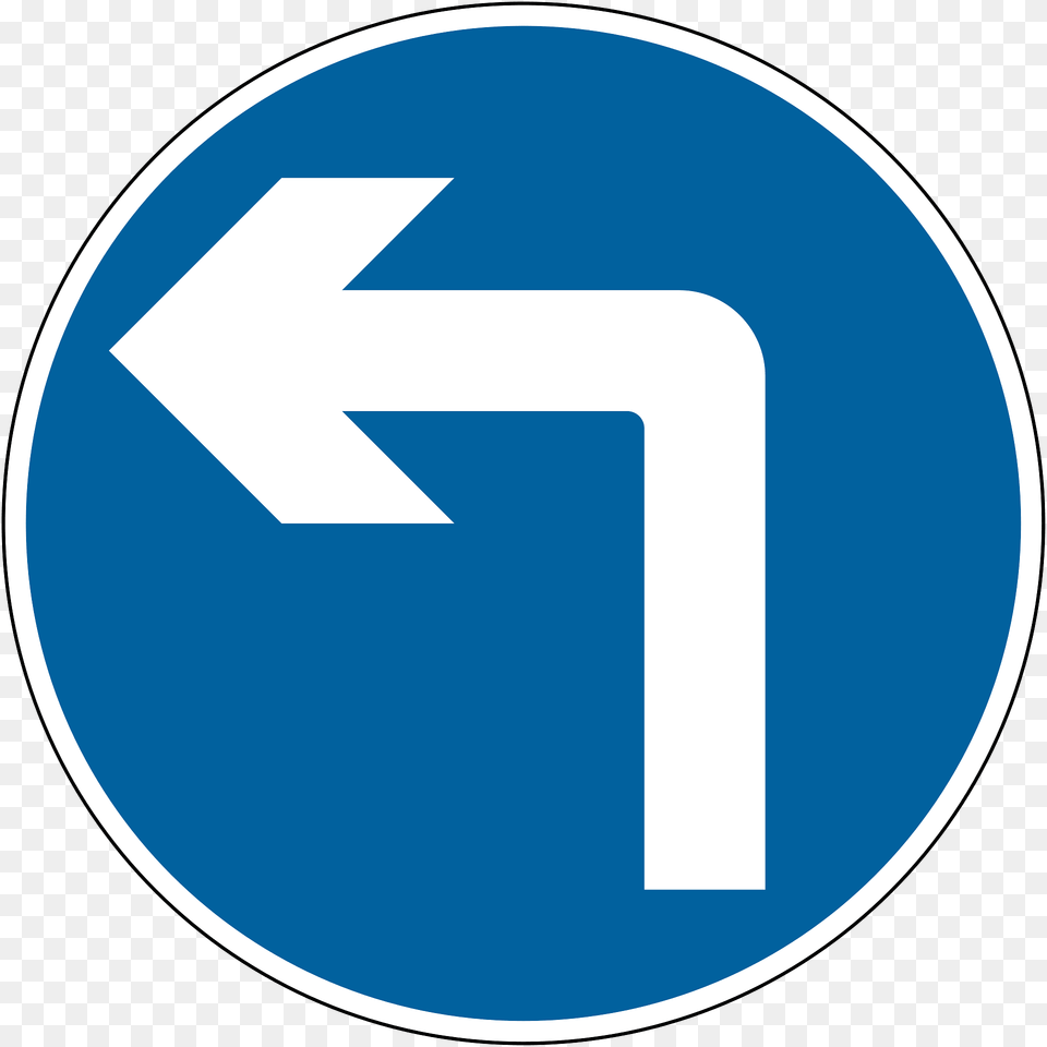 Vehicular Traffic Must Turn Ahead In The Direction Indicated By The Arrow Clipart, Sign, Symbol, Disk, Road Sign Free Png Download